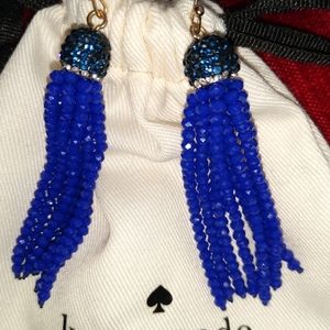 Kate Spade cobalt blue bead tassel earrings